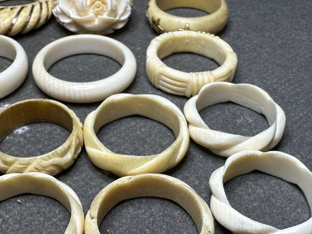 極上　リング　まとめて　天然素材　鯨歯風　アンティーク　置物　骨董　飾り物