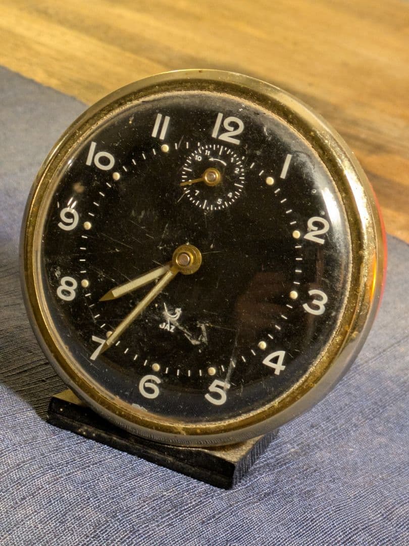 赤色 可動品 フランス JAZ製 ゼンマイ式 アンティーク時計 26-g.