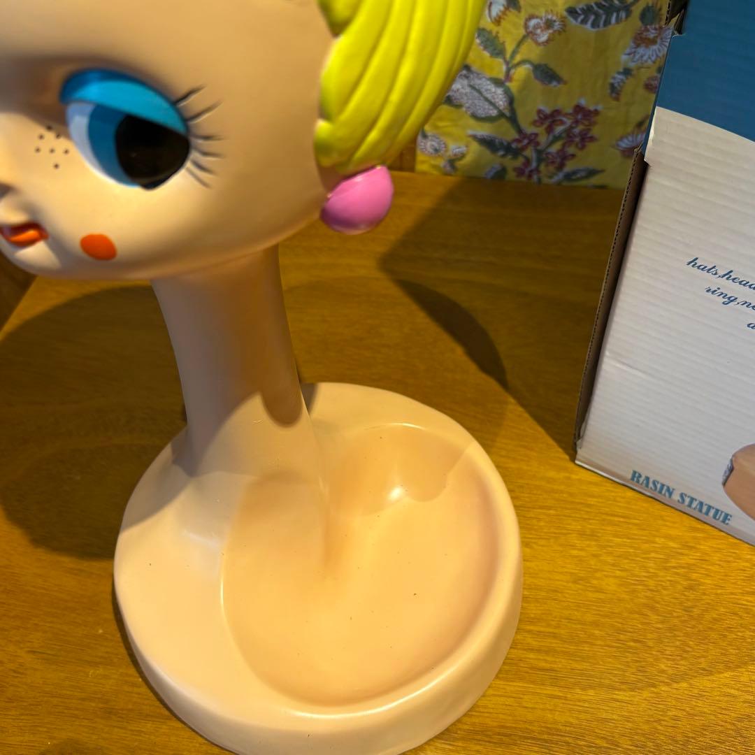 ヘッドマネキン ディスプレイ レトロ雑貨 アンティーク ツィッギー イエロー