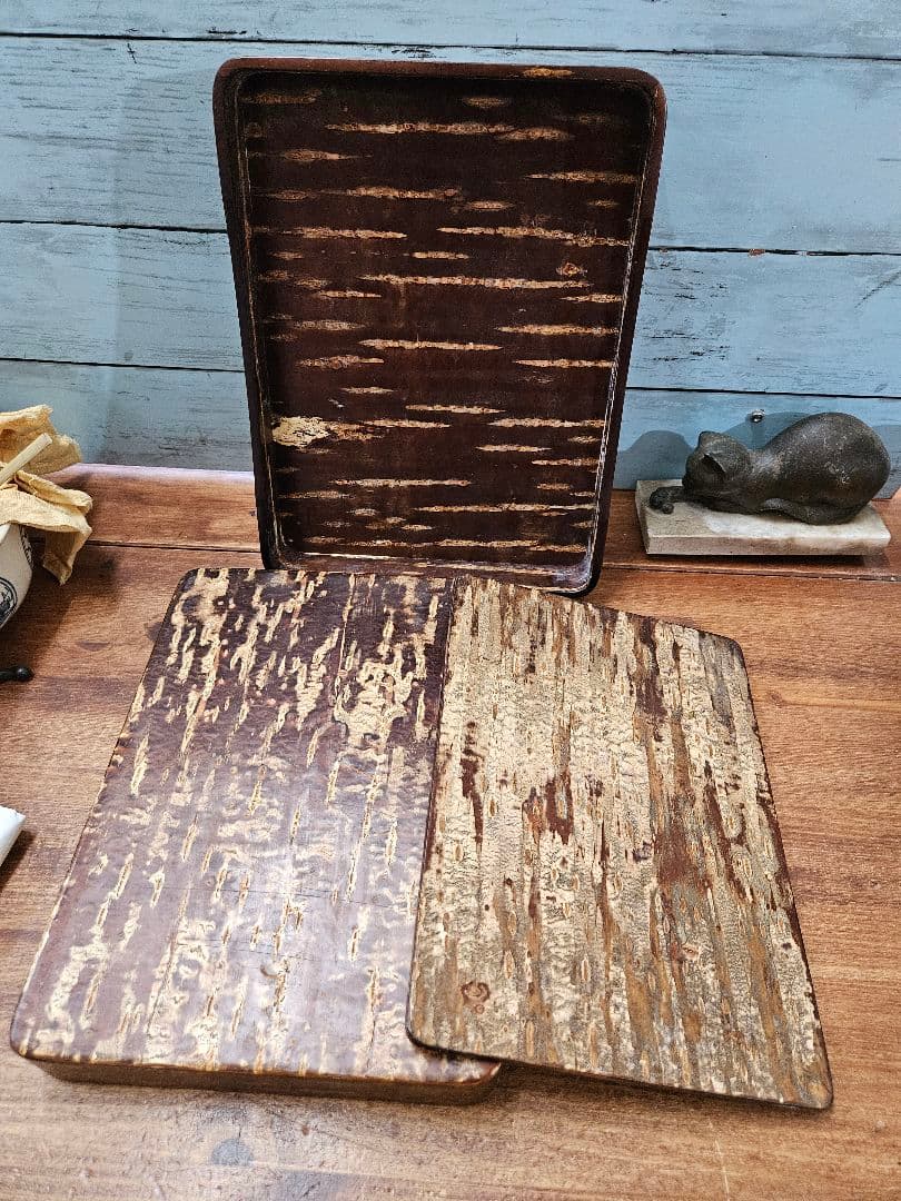 japan vintage 桜皮細工の文箱 硯箱 木箱 木製 工芸品 昭和レトロ