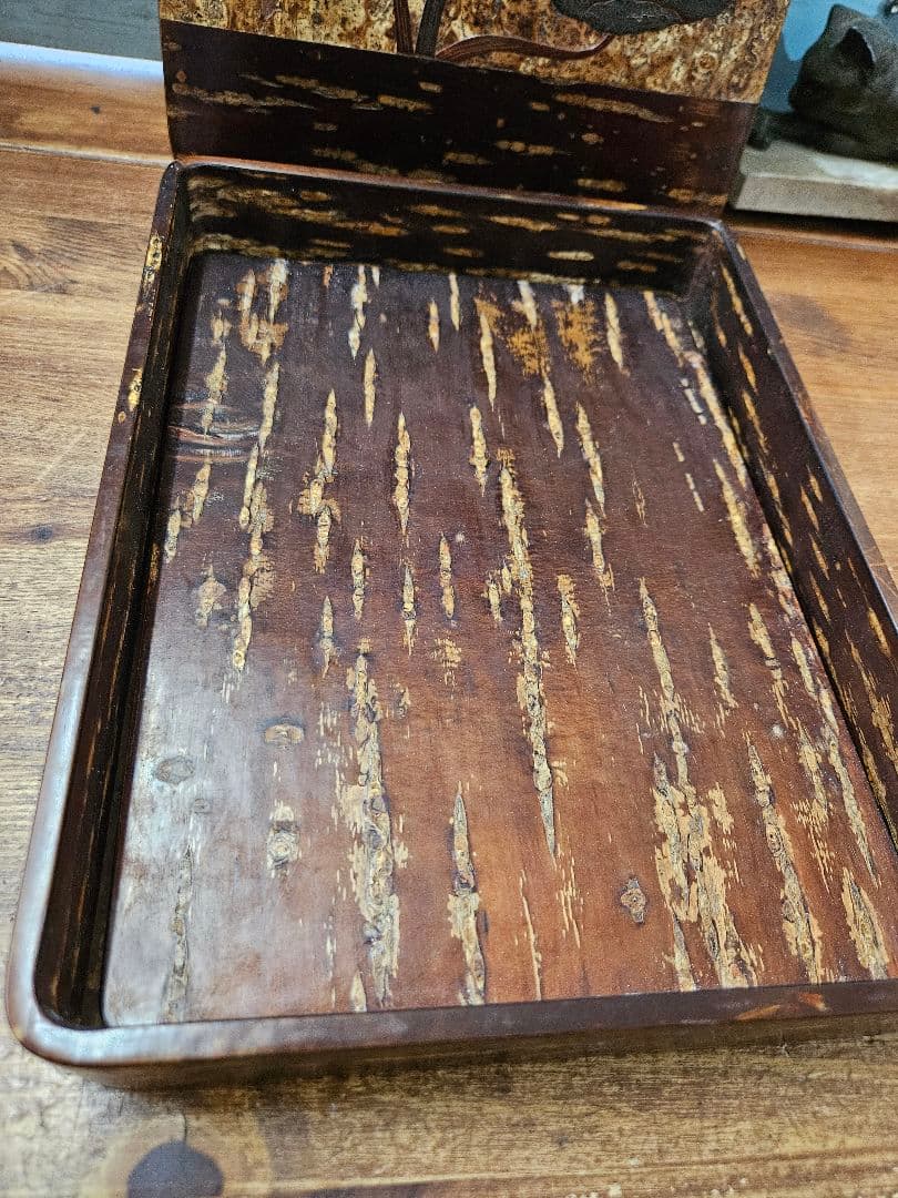 japan vintage 桜皮細工の文箱 硯箱 木箱 木製 工芸品 昭和レトロ