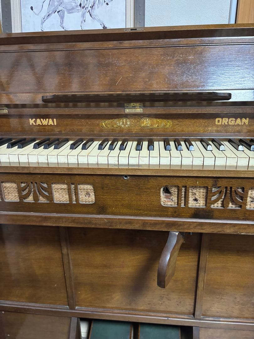 昭和初期 KAWAI 足踏みオルガン 約100年前 椅子付き アンティーク家具