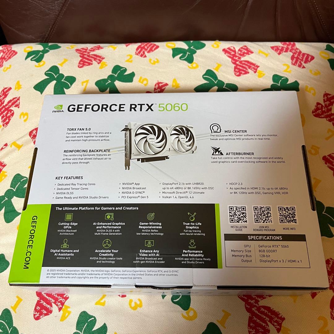 グラフィックボード・グラボ・ビデオカード MSI GeForce RTX 5060 DDR7 8G VENTUS2x OC