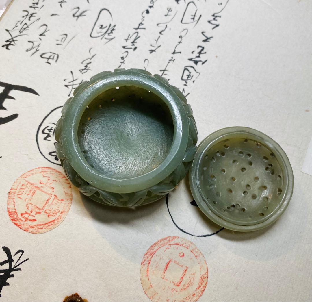 翡翠製　香炉　当時物　長期保管品