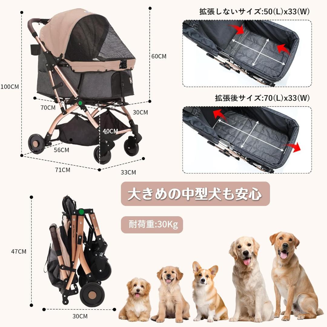 【M3201-202-159】ペットカート 犬 バギー 4輪