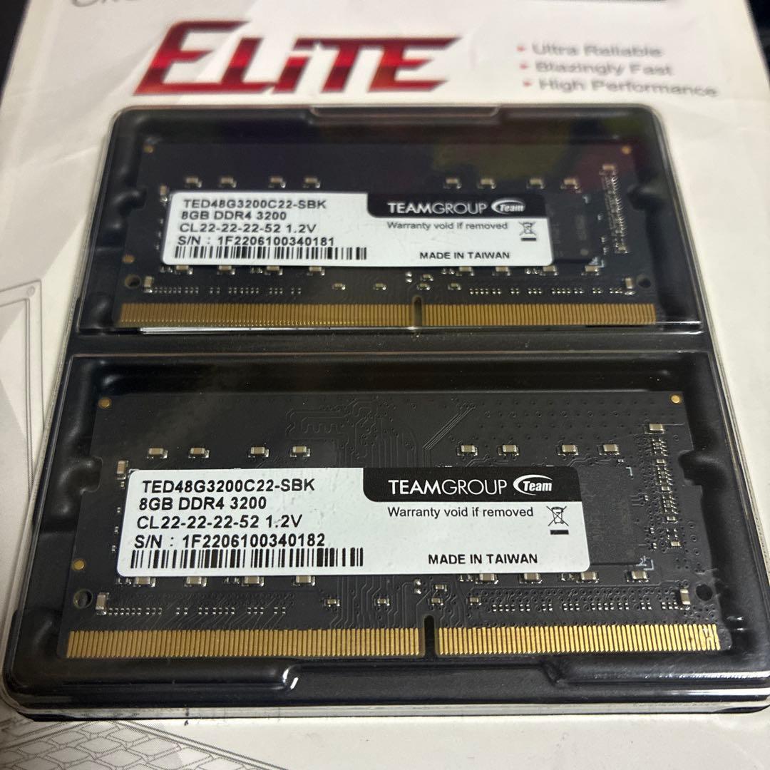 メモリー TEAM GROUPELITE DDR4 3200MHz16GB (2x8GB)