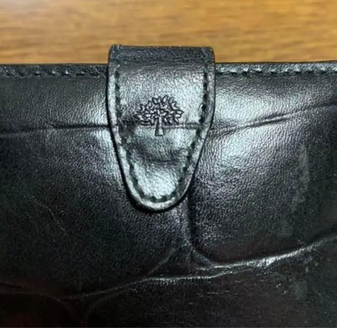 新品 MULBERRY マルベリー コンパクトミラー 鏡 手鏡 ミラー 革 黒