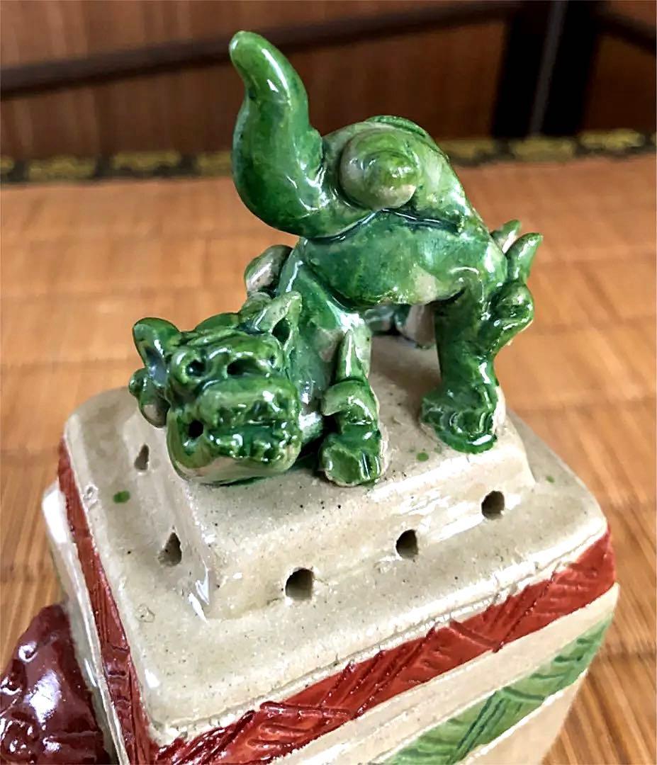 陶器 時代 獅子 香炉 在銘 仁王