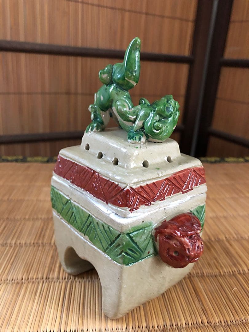陶器 時代 獅子 香炉 在銘 仁王
