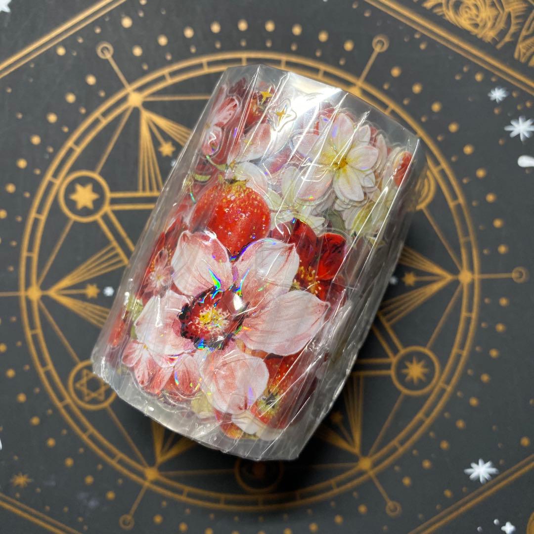 【9570】海外　6m巻　貝殻光カッティングマスキングテープ　果物　お花　装飾系