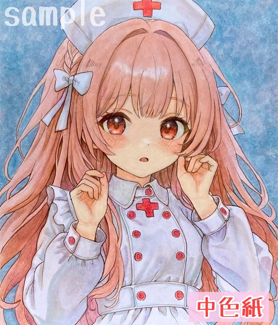 原画　手描きイラスト オリジナル　色紙　一点物　アナログ