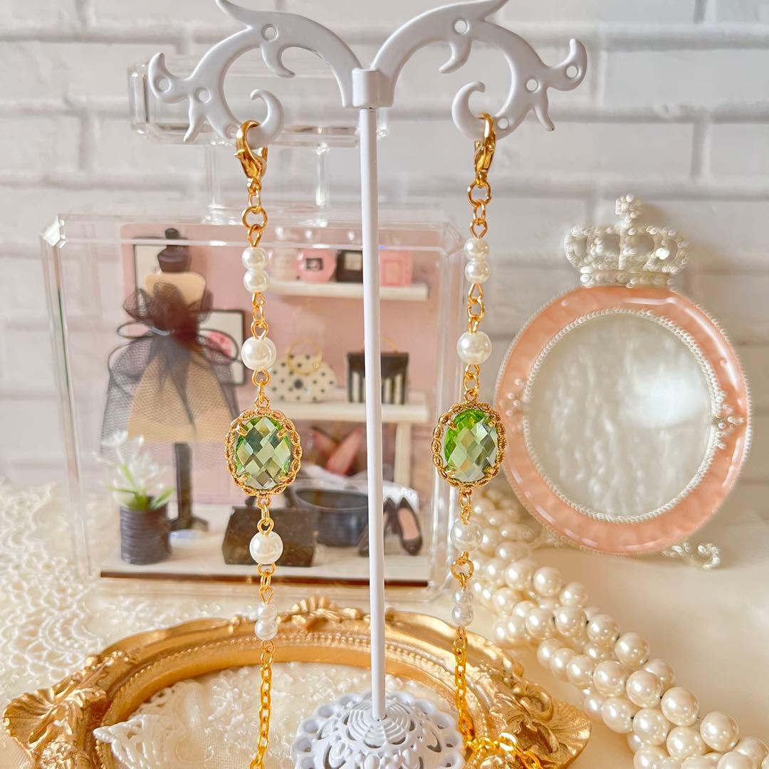 ♪❤️ ガラスストーン　パール　マスクチェーン　メガネチェーン　ハンドメイド