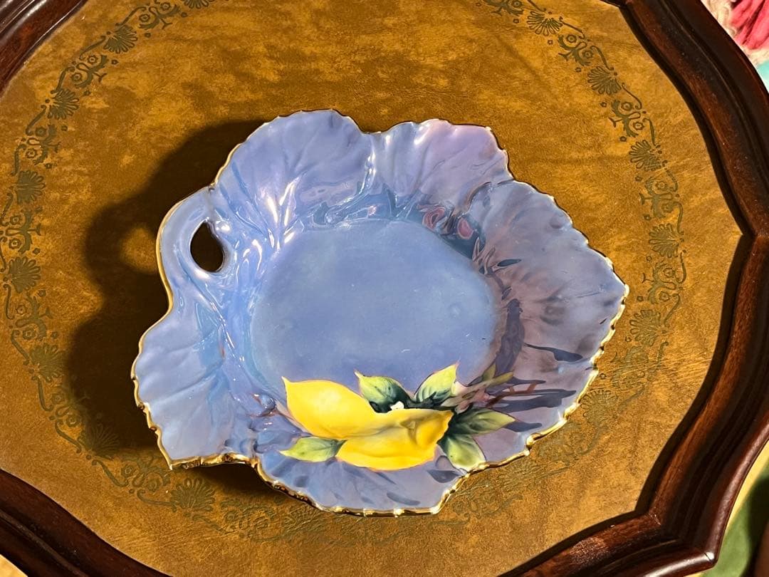 オールドノリタケ　メイプルリーフ印　陶磁器皿 レモン装飾