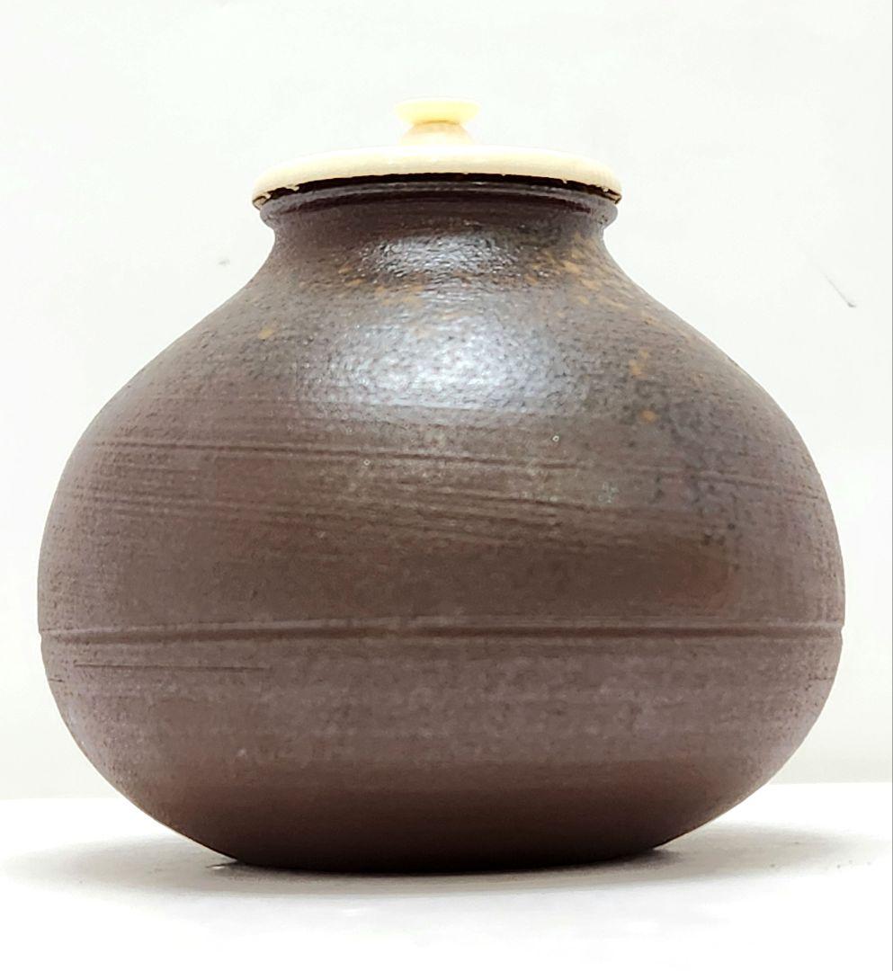 Y3483-5 備前焼 木村陶峰 茄子茶入 共箱・仕覆　　#13