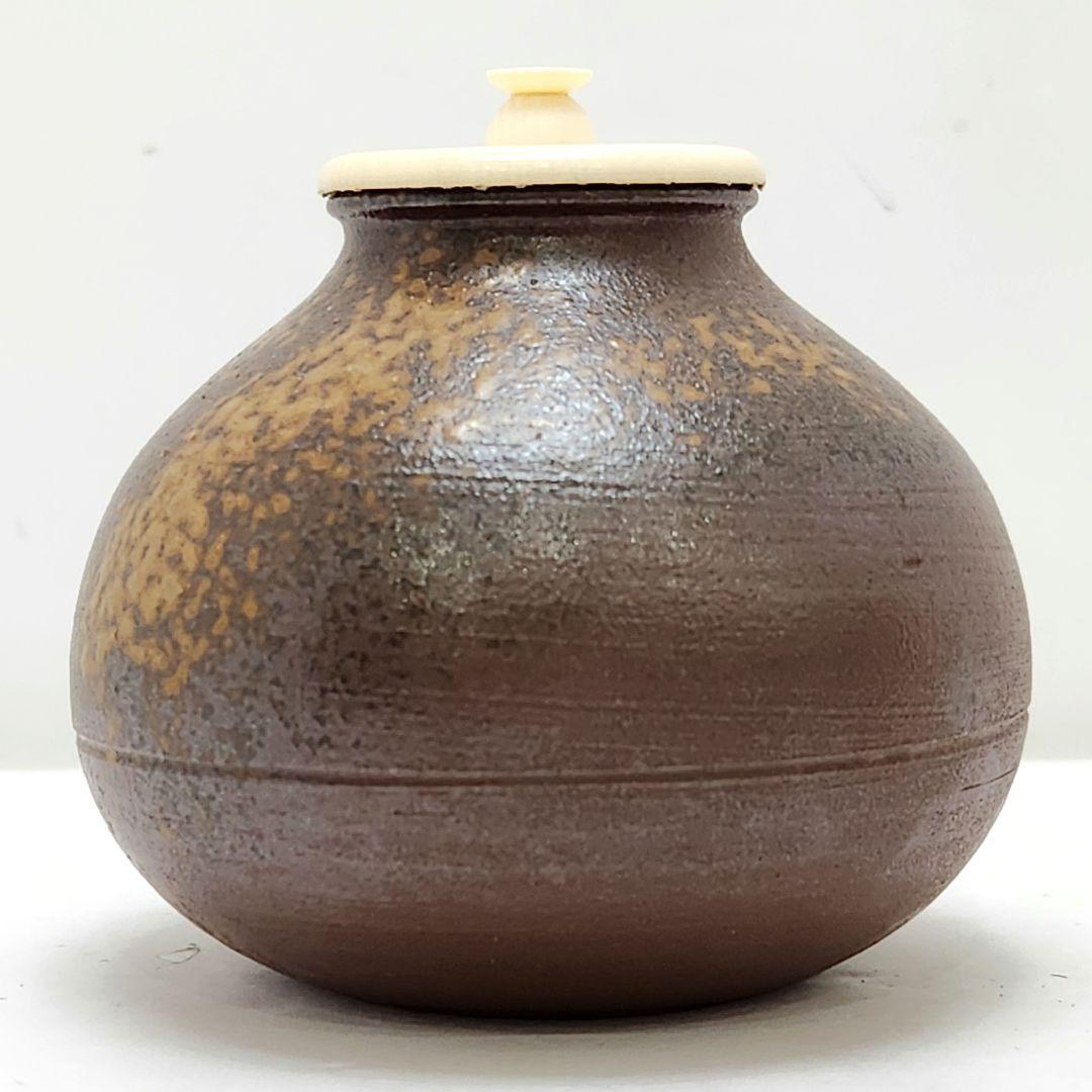 Y3483-5 備前焼 木村陶峰 茄子茶入 共箱・仕覆　　#13