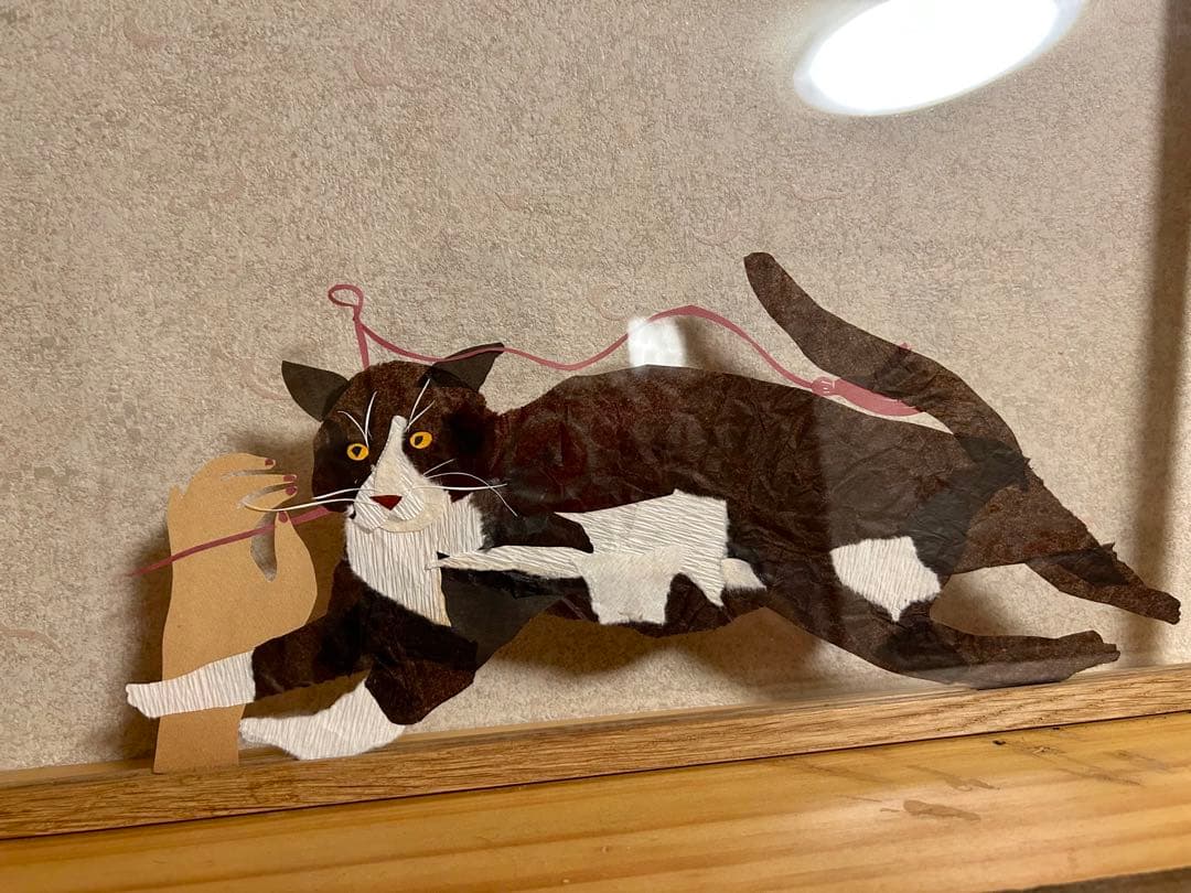 ちぎらまりこさん　原画　作家さん　貼り絵　　切り絵　ハンドメイドイラスト　黒猫