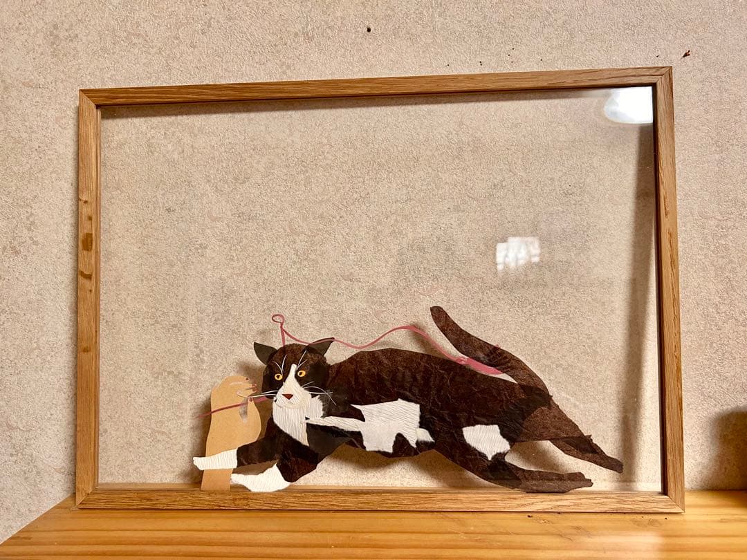 ちぎらまりこさん　原画　作家さん　貼り絵　　切り絵　ハンドメイドイラスト　黒猫