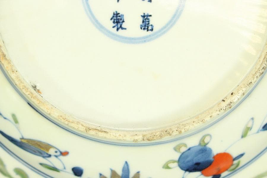 中国美術 色絵 人物紋 菱口皿(ZE744)