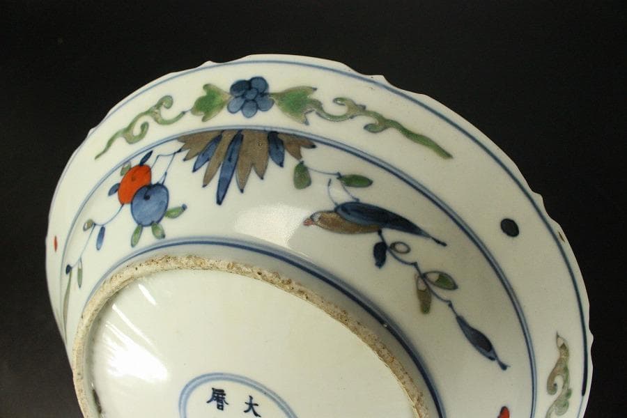 中国美術 色絵 人物紋 菱口皿(ZE744)
