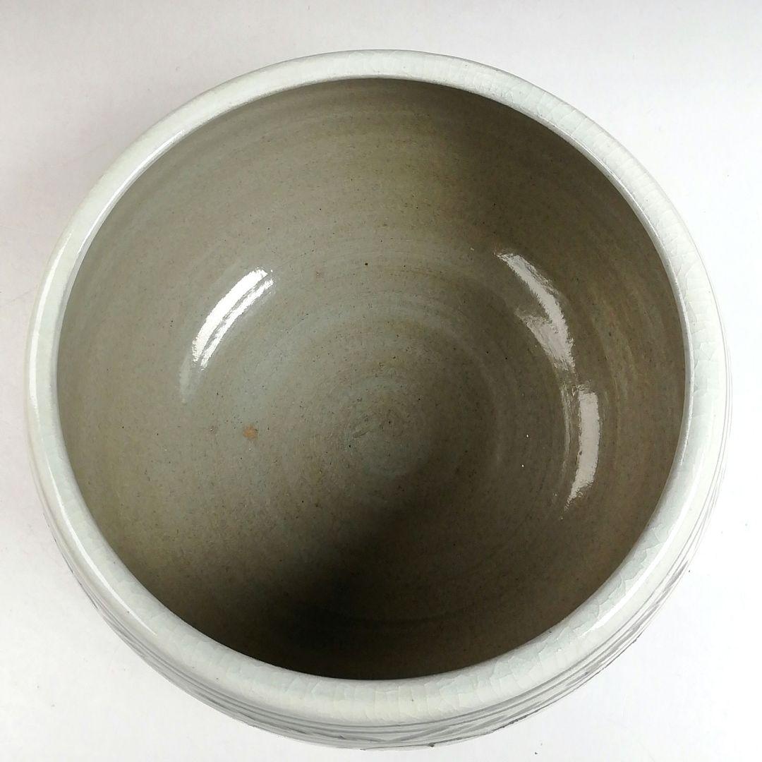 Ｗ３５１　皆具　『掻き落とし　花彫文』『趙誠主 作』　共箱　茶道具