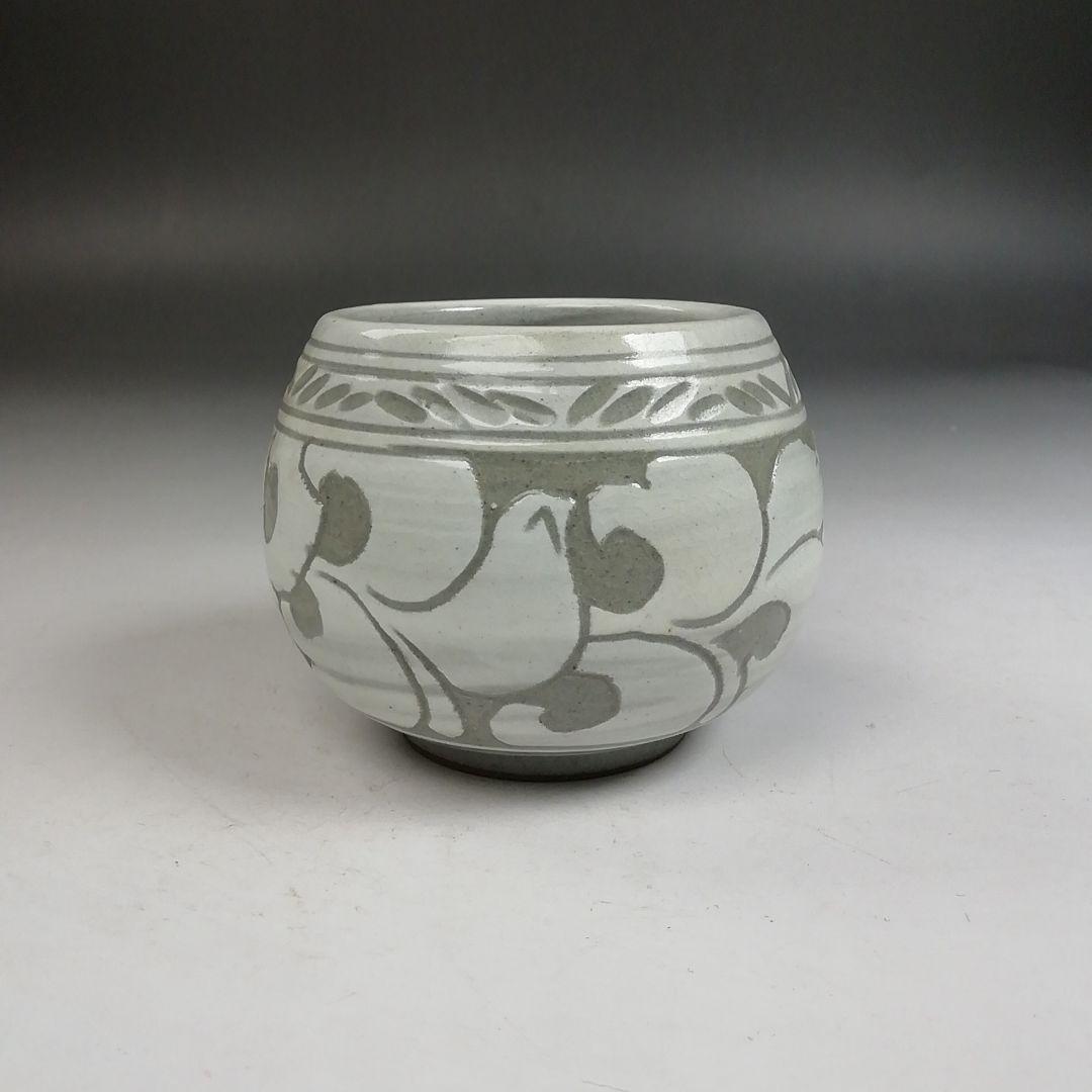 Ｗ３５１　皆具　『掻き落とし　花彫文』『趙誠主 作』　共箱　茶道具