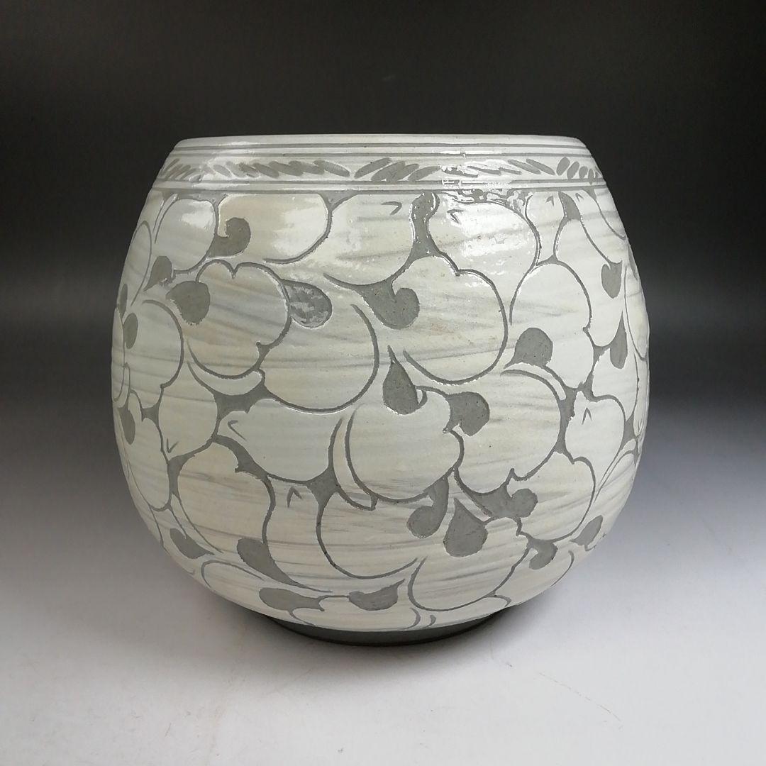Ｗ３５１　皆具　『掻き落とし　花彫文』『趙誠主 作』　共箱　茶道具