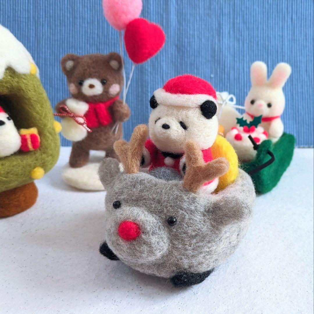 羊毛フェルト 作品 森のクリスマスパーティー 【バラ売り可】