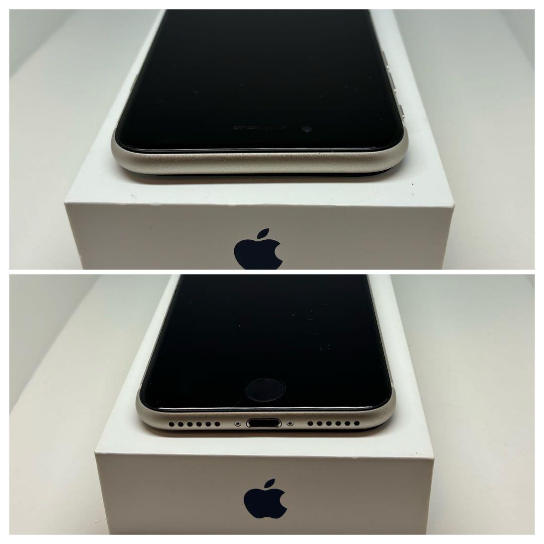 【極美品】　iPhone SE3 128GB SIMフリー 白　新品バッテリー