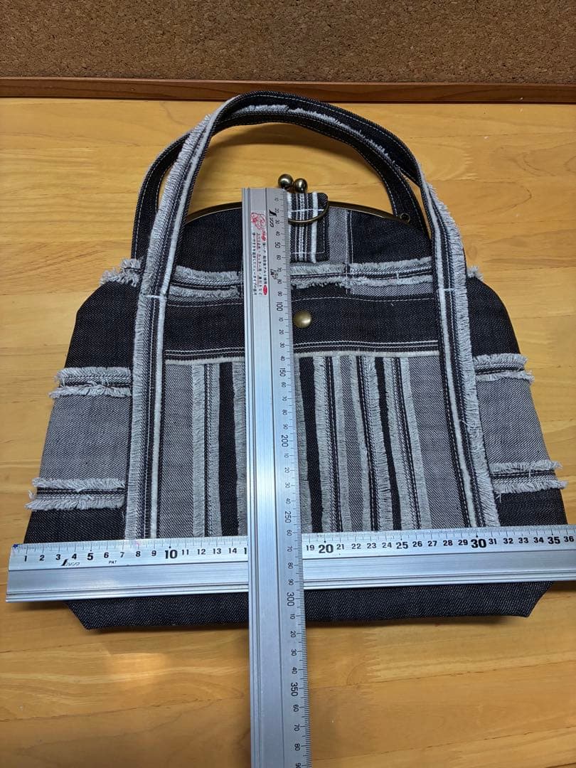 がま口リュック 3way デニム フリンジ ハンドメイド