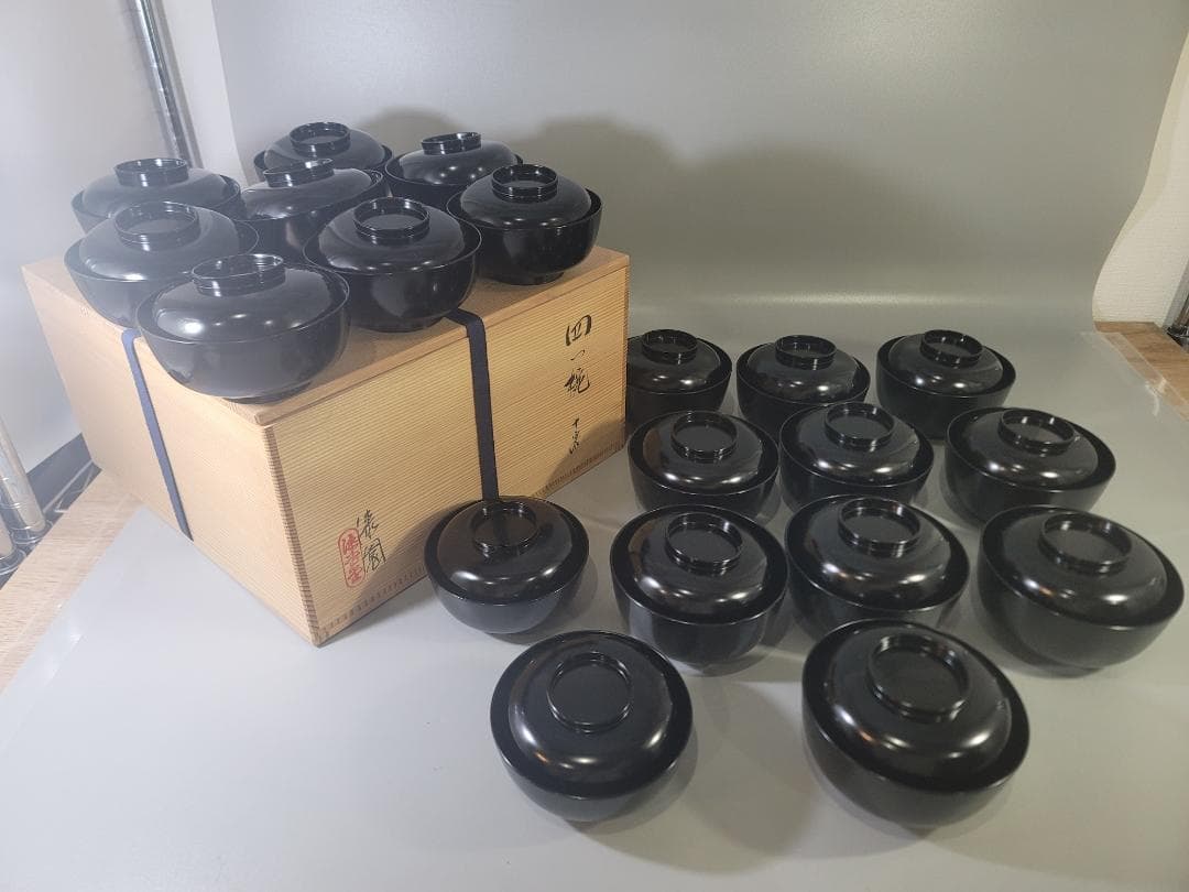 茶懐石 漆器 四つ椀 塗碗揃い 共箱 美品 二十客 DT787