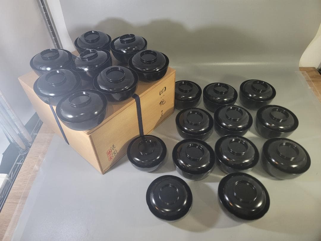 茶懐石 漆器 四つ椀 塗碗揃い 共箱 美品 二十客 DT787