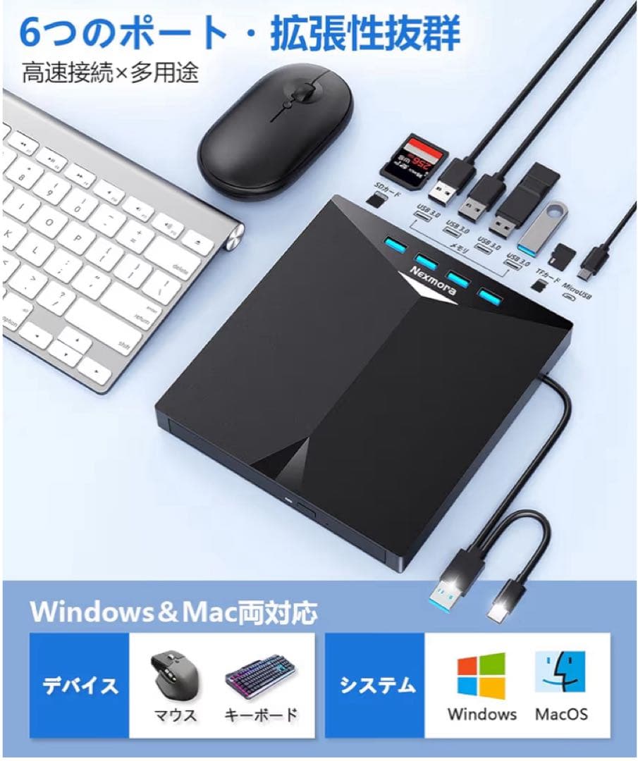 blu-ray 外付けドライブ USB3.0 USB-A＆Type-C両接続