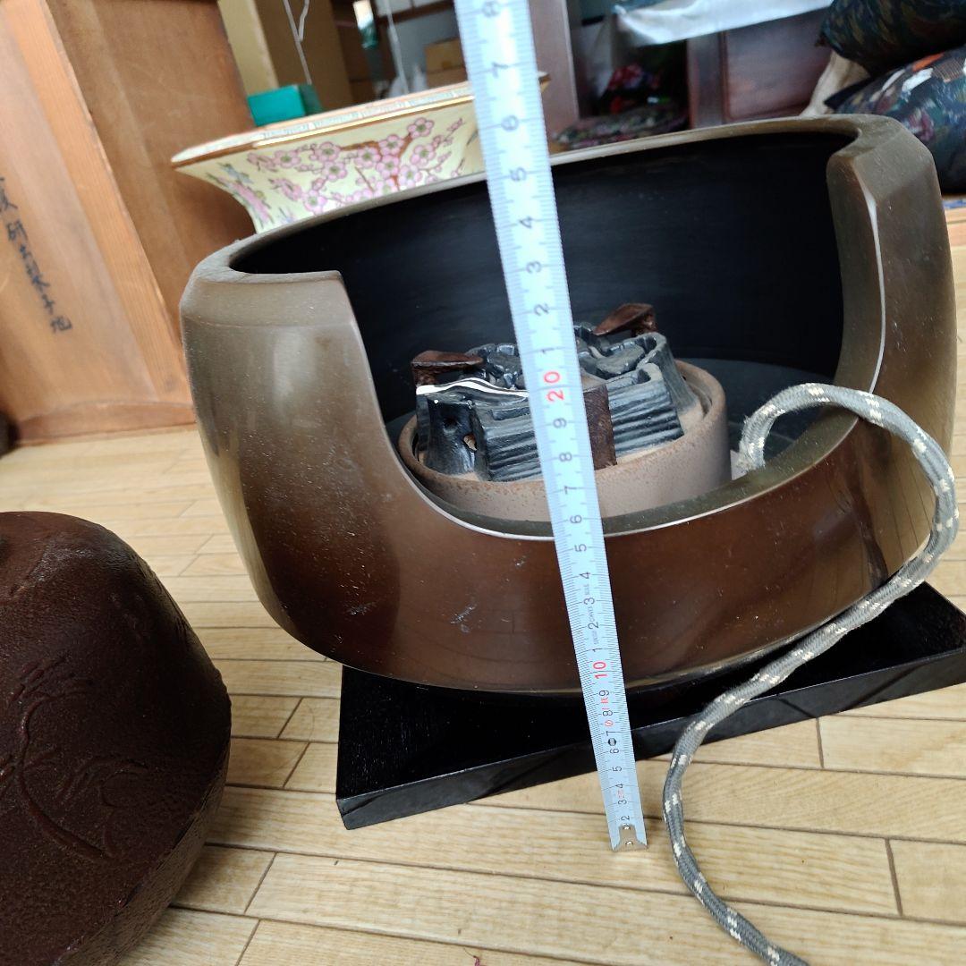 鋳鉄製 茶釜 花模様　創巧野々田製　風炉　セット