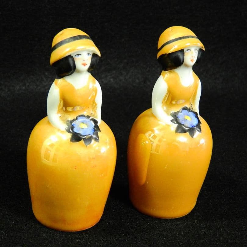 美品 オールドノリタケ 青花持ちのデコレディ S&P シェイカー No.534