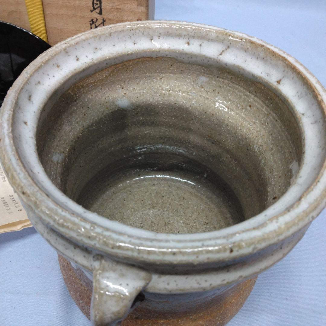 十四代坂倉新兵衛　萩耳附水指　茶道具　未使用　萩焼　陶器