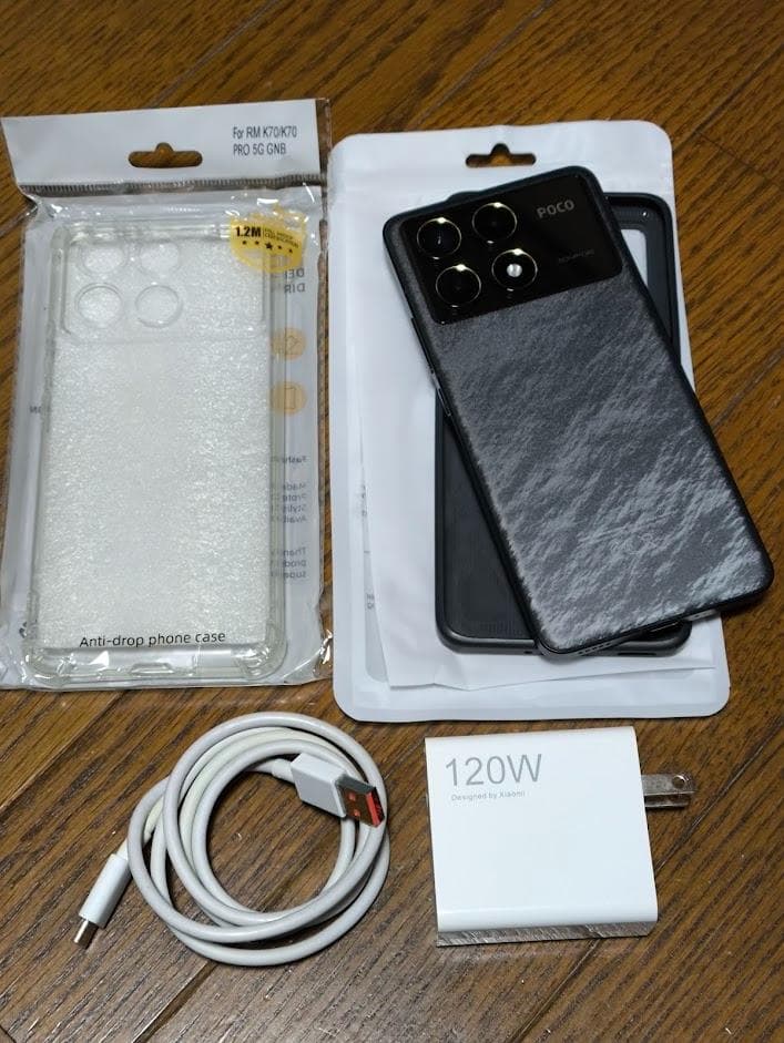 【中古・キレイ】POCO F6 Pro 512GB黒　120W充電器・カバー付き