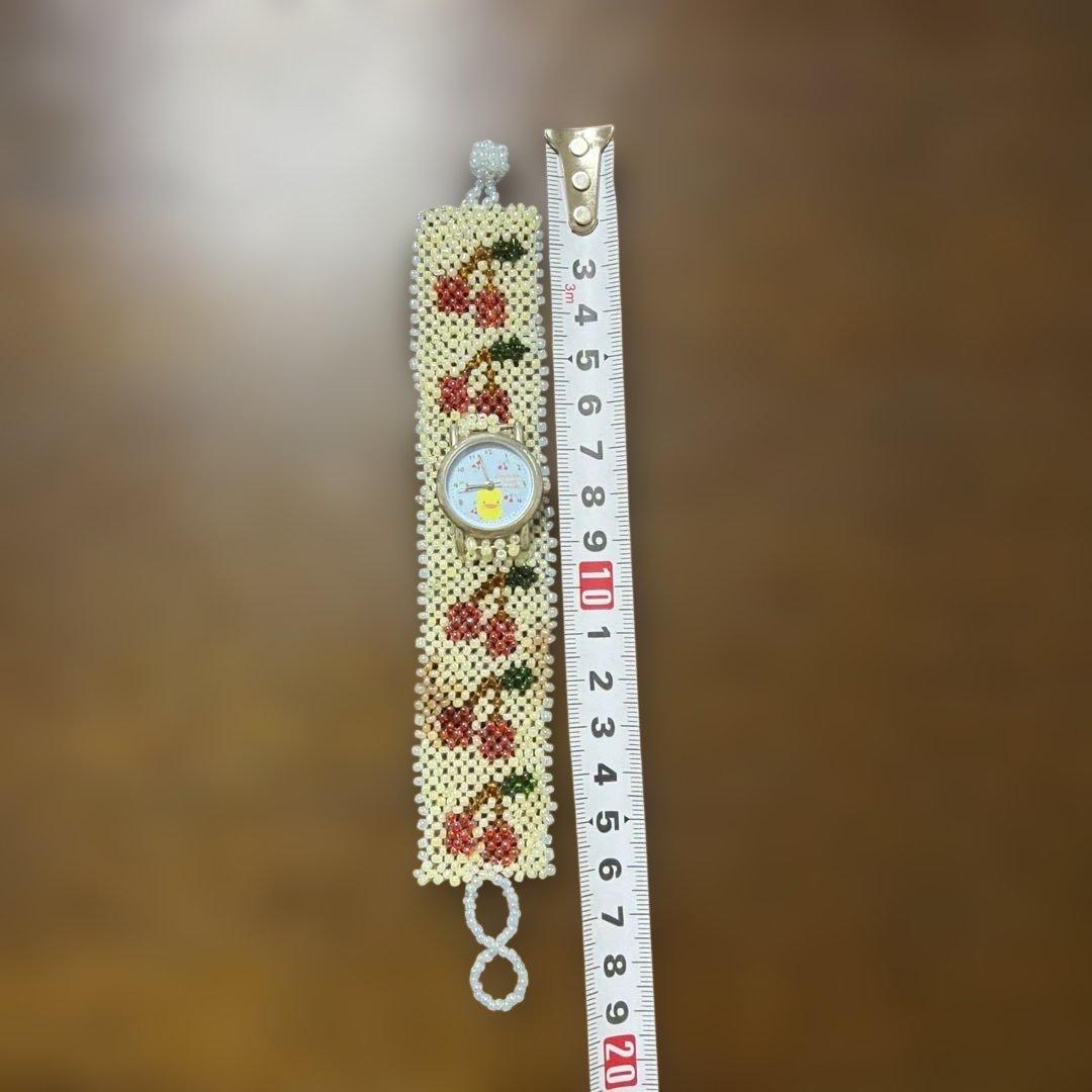 マザーグースの森　腕時計　ハンドメイド　ぴよちゃん　チェリー柄　動作未確認