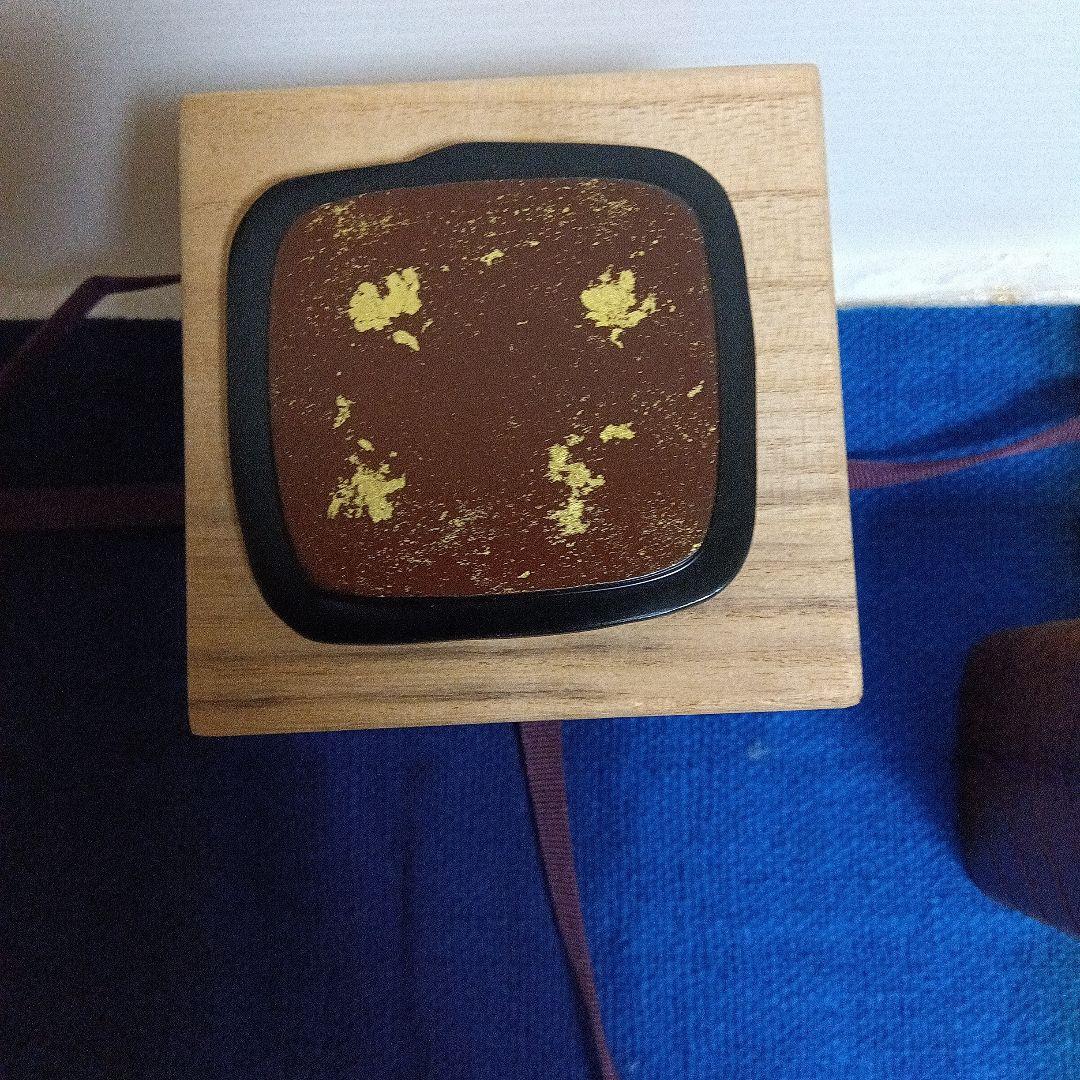 茶道具 桂寛作 朴葉茶器 遠山蒔絵 共箱付き 漆器 棗