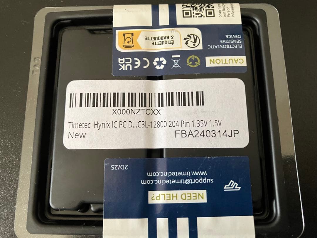 新品未開封品 Timetec DDR3Lメモリ 1600Mhz 16GB