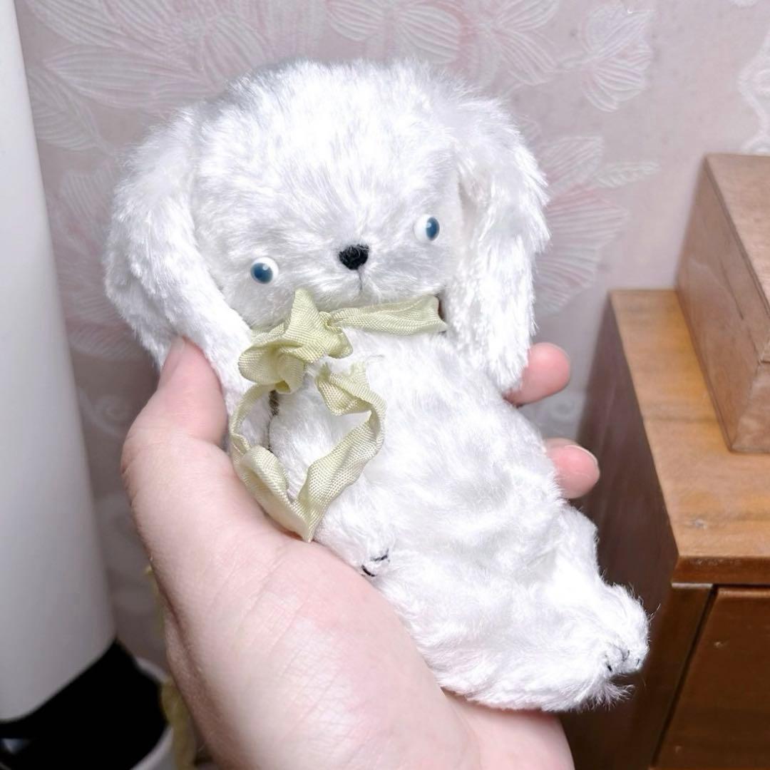 白い垂れ耳ちゃん ぬいぐるみ テディベア 海外作家様 ハンドメイド