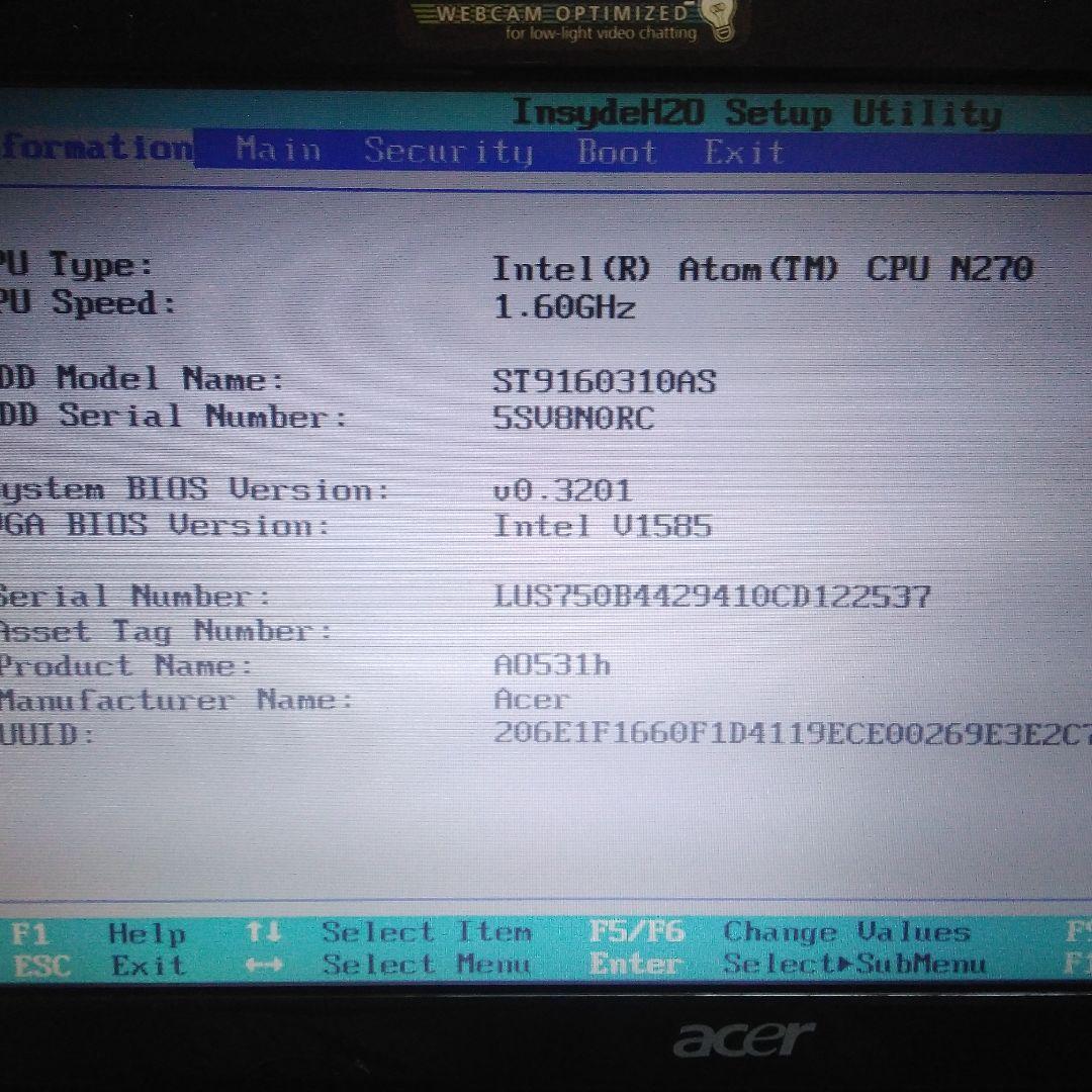 Acer Aspire One ZG8 ノートPC