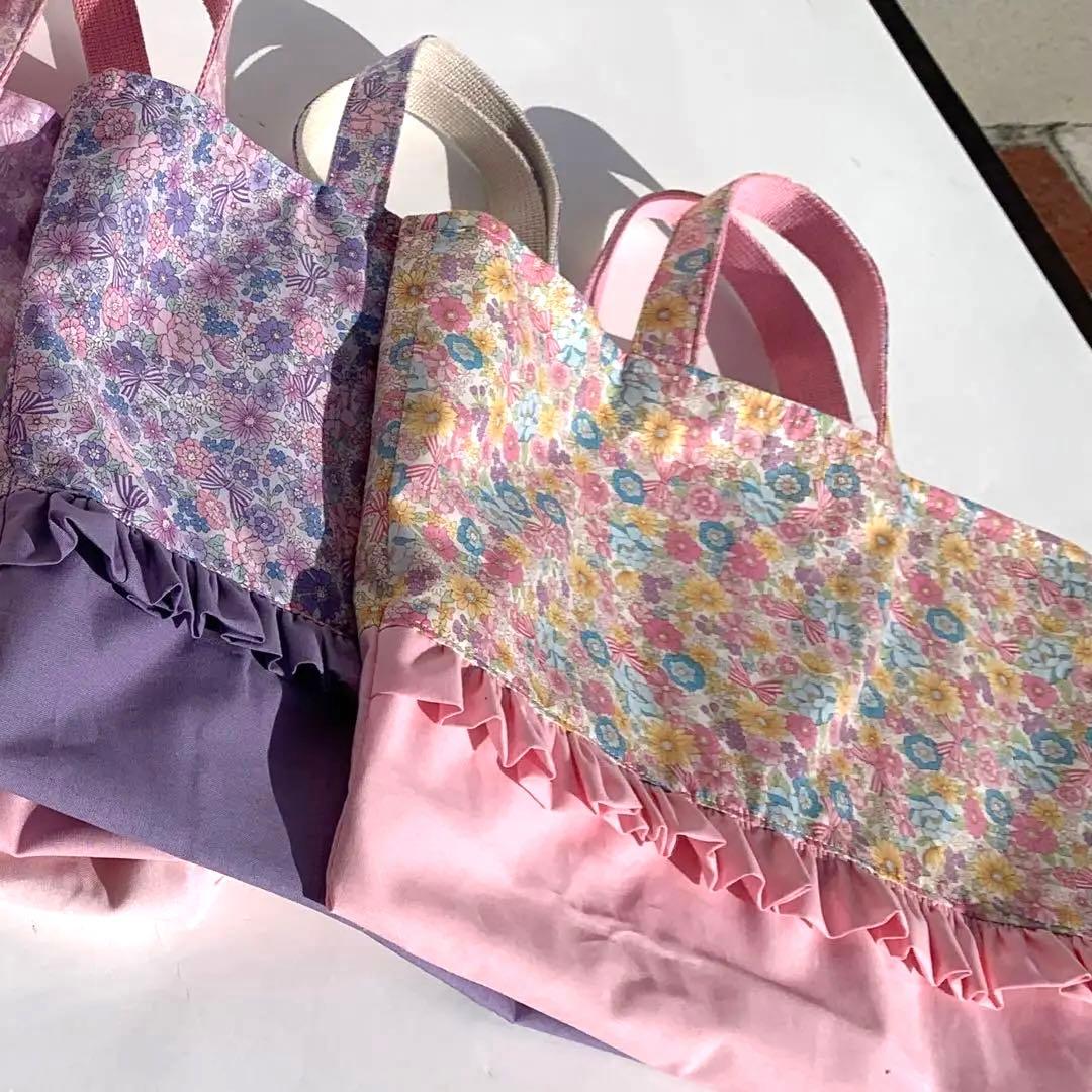 5点セット　花柄レッスンバッグ　上履き　体操服　巾着　お弁当　入園　入学