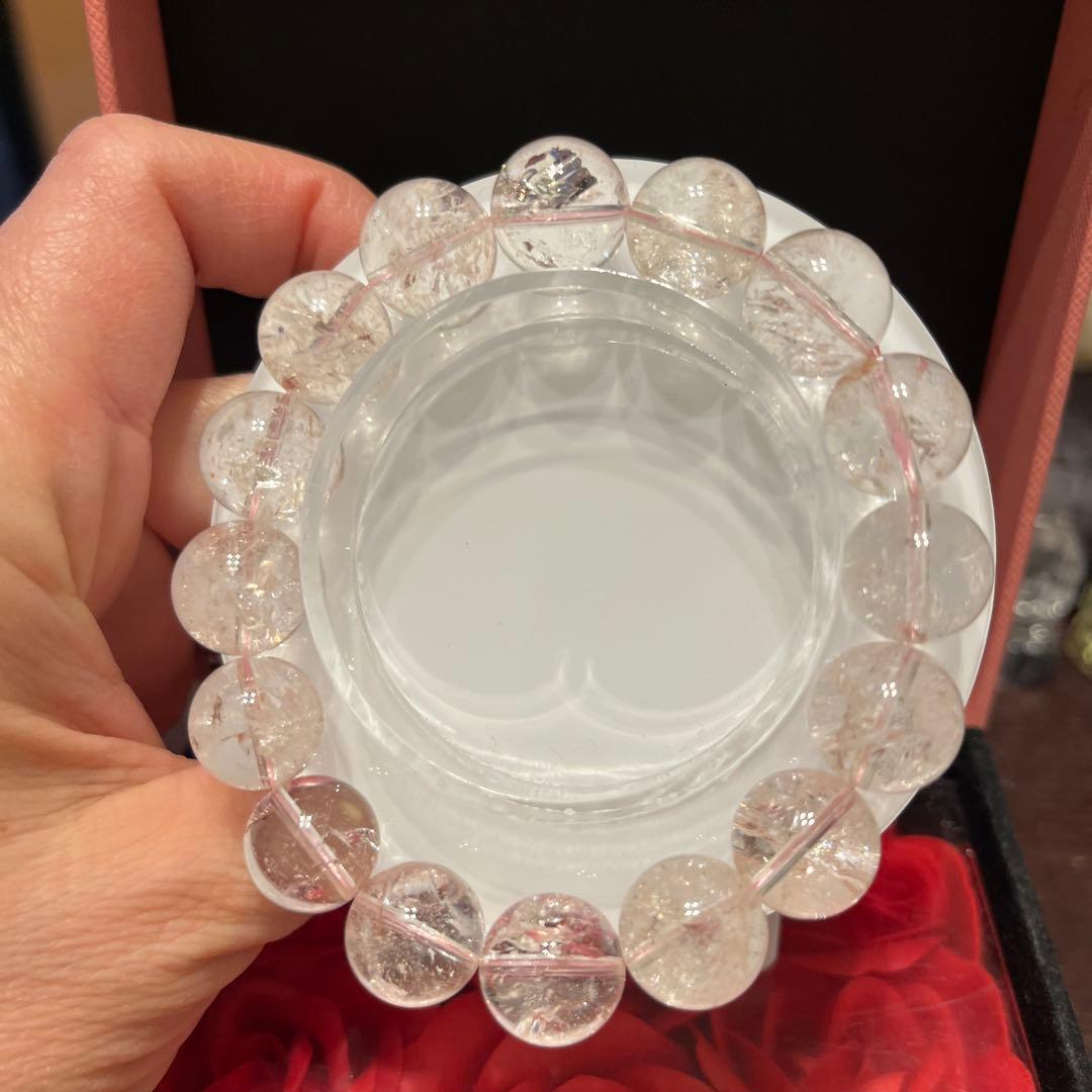 天然石ブレスレット　ピンク　レムリアン水晶　希少