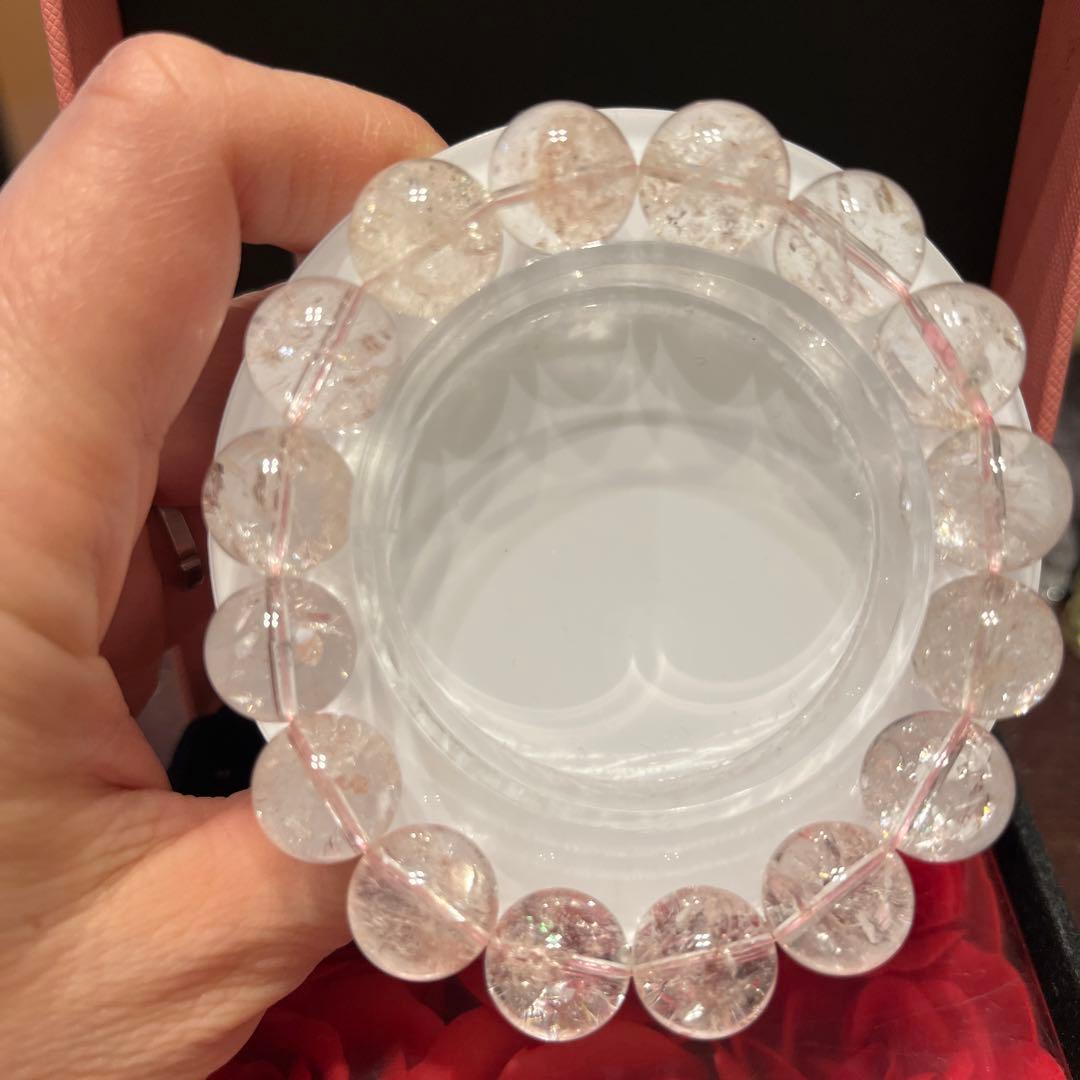 天然石ブレスレット　ピンク　レムリアン水晶　希少