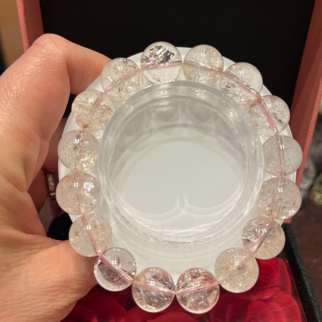 天然石ブレスレット　ピンク　レムリアン水晶　希少