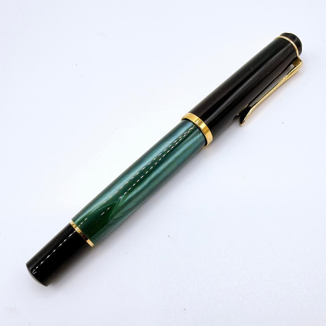 Pelikan ペリカン スーベレーン 万年筆 F 細字 緑縞 ピストン 美品