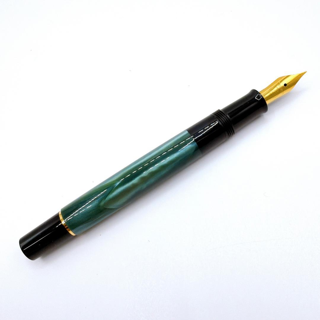 Pelikan ペリカン スーベレーン 万年筆 F 細字 緑縞 ピストン 美品