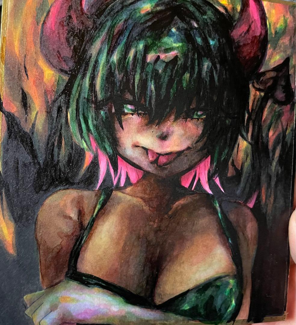【443】 オリジナル 手描きイラスト 絵 小色紙 直筆原画 一点物 コラージュ