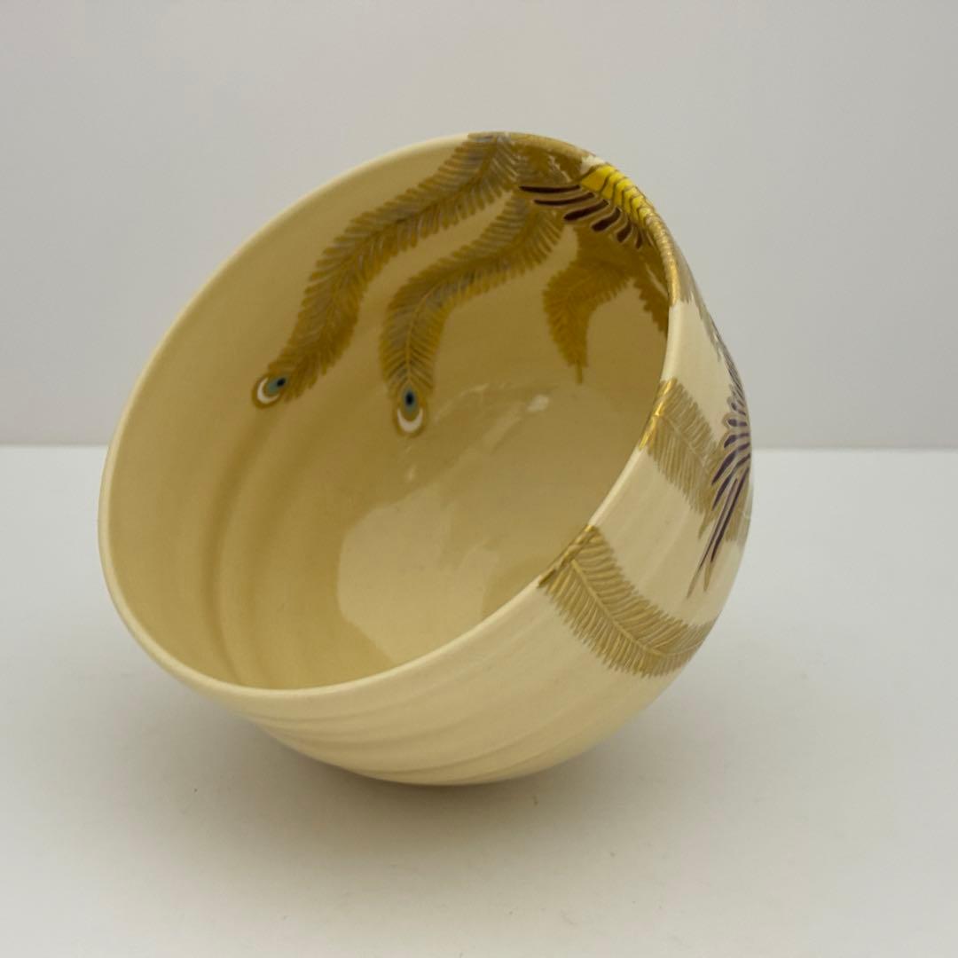 茶道 茶碗 鍵屋 粟田焼 安田浩人 鳳凰絵茶碗 未使用 共箱 茶道具 京都