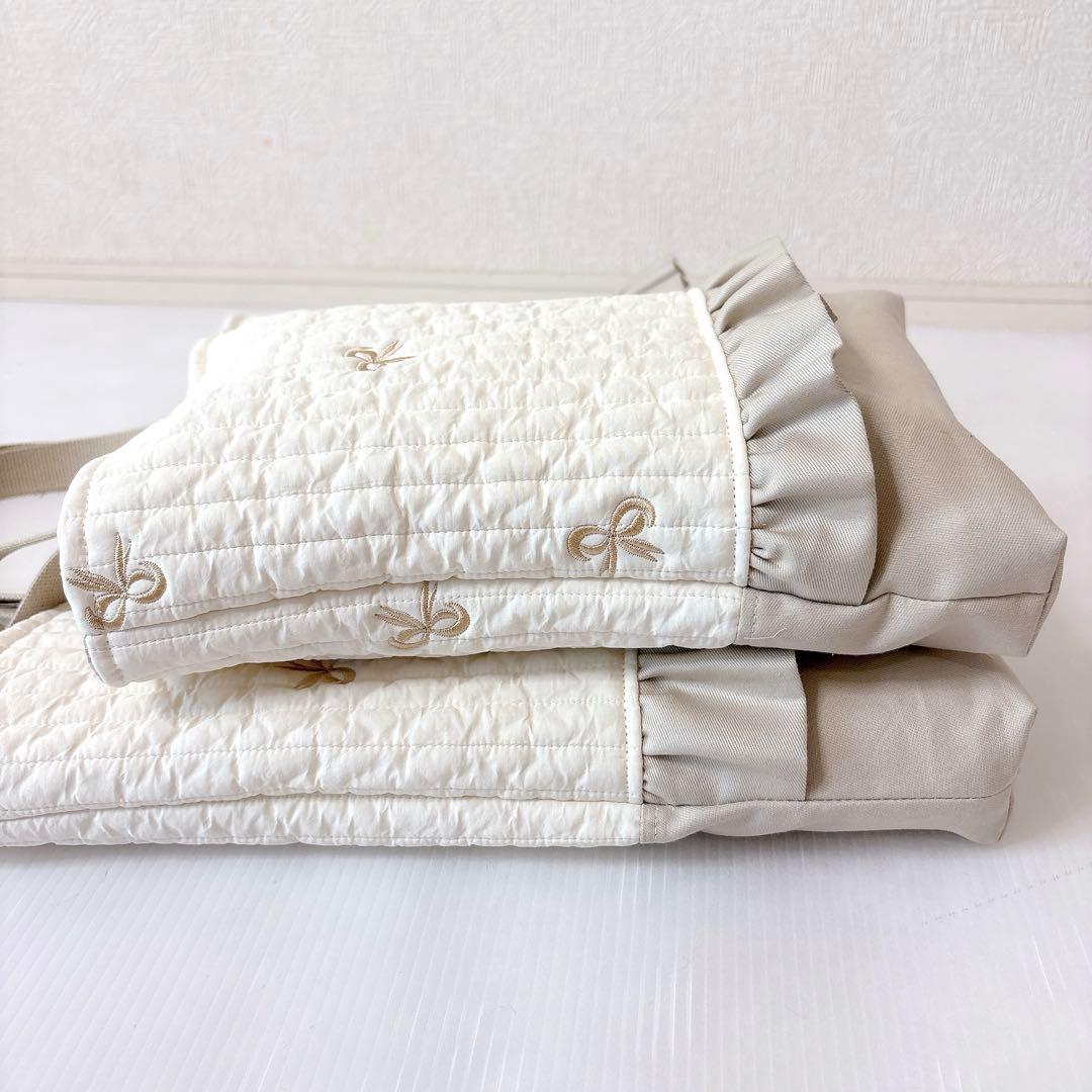 レッスンバッグ 上履き入れ ヌビ　リボン刺繍